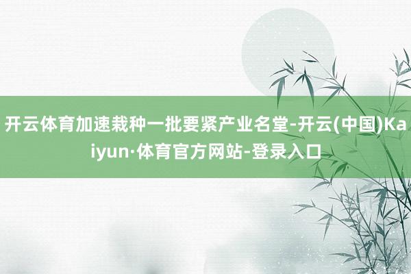 开云体育加速栽种一批要紧产业名堂-开云(中国)Kaiyun·体育官方网站-登录入口
