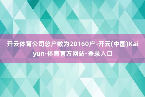 开云体育公司总户数为20160户-开云(中国)Kaiyun·体育官方网站-登录入口